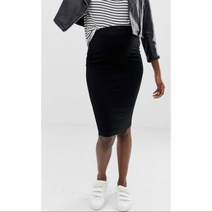 ASOS Maternity jersey stretchy midi pencil skirt US 6 black